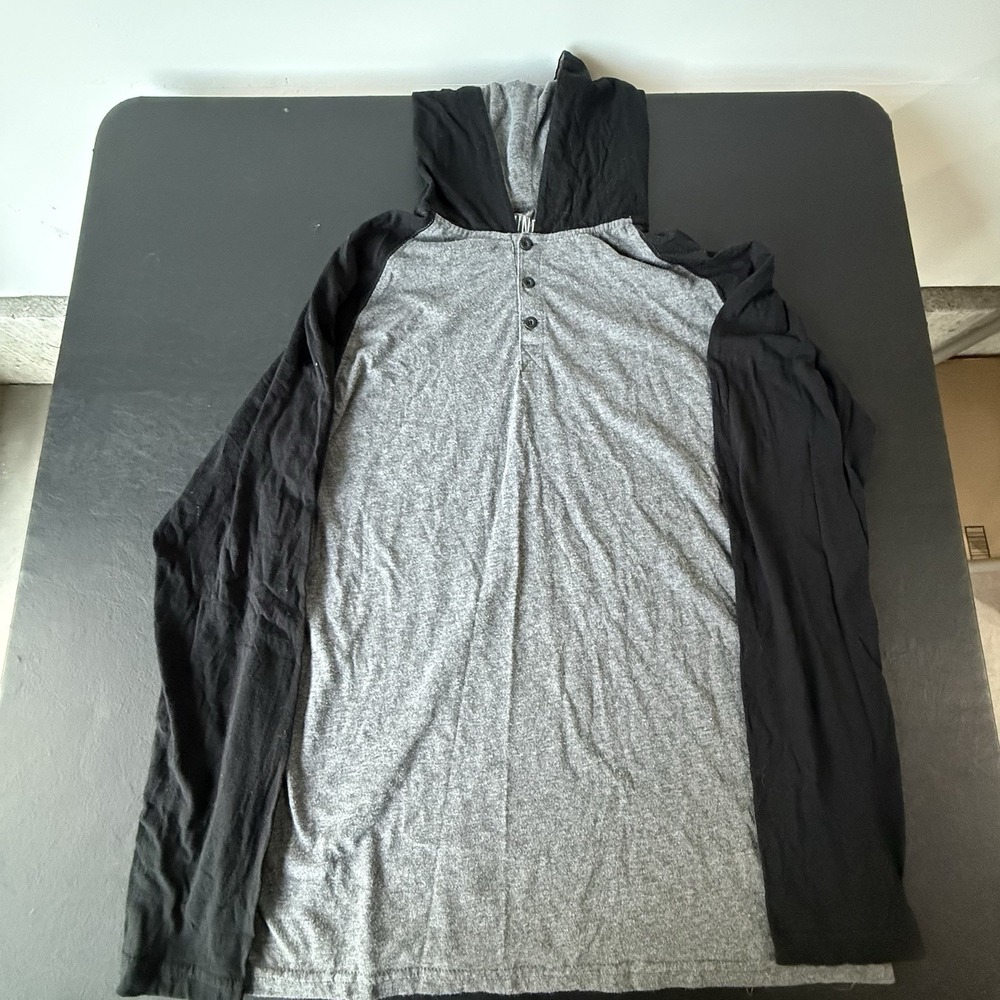 ZINE Hoodie Adult Large Black Gray Drawstring Hoodie Pullover Men's